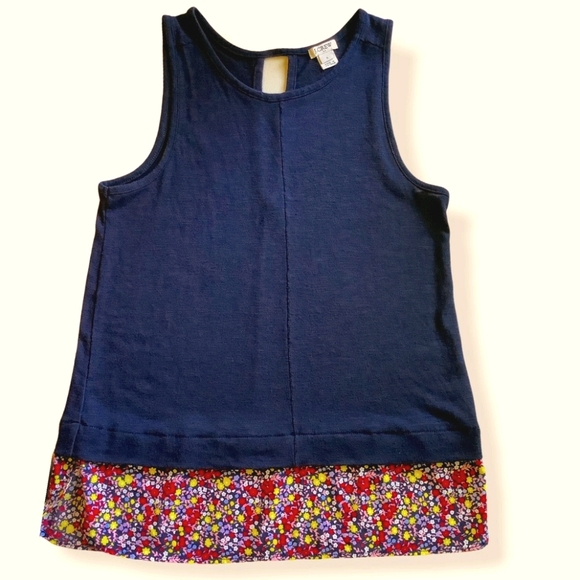 J.Crew Navy Tank with Floral Edge Detail Sz Small
